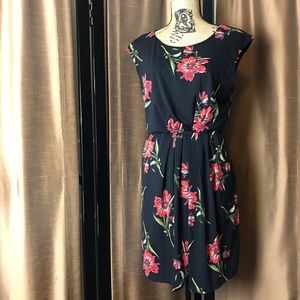 Massini black floral sleeveless dress. EUC.